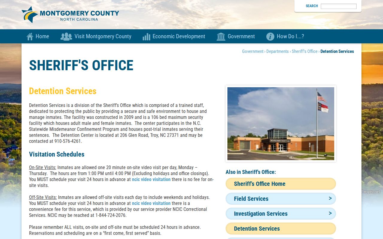 Montgomery County Detention Center release records contact source